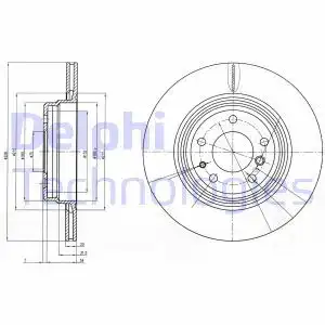Тормозной диск DELPHI BG3213 вентилируемый , задняя ось