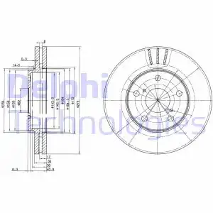 Тормозной диск DELPHI BG3266 вентилируемый , передняя ось