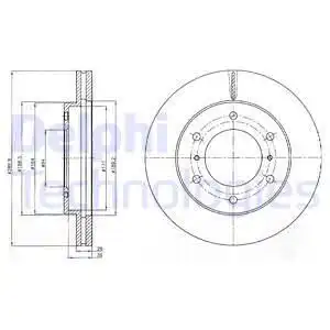 Тормозной диск DELPHI BG4229 вентилируемый , передняя ось