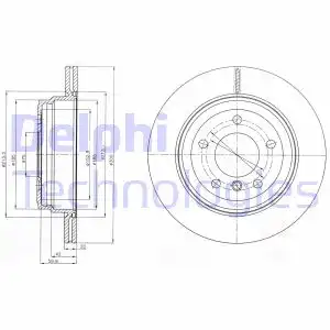 Тормозной диск DELPHI BG4243 вентилируемый , задняя ось
