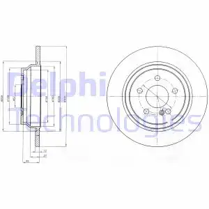 Тормозной диск DELPHI BG4298 полный , задняя ось