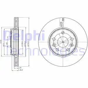 Тормозной диск DELPHI BG4317 вентилируемый , передняя ось