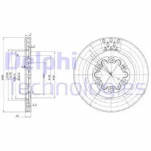 Тормозной диск DELPHI BG2678 вентилируемый , передняя ось
