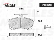 Тормозные колодки дисковые MILES E100640