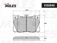 Тормозные колодки дисковые передняя ось MILES E100649