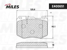 Тормозные колодки дисковые передняя ось MILES E400651