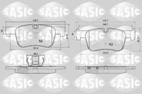 Тормозные колодки дисковые SASIC 6216200
