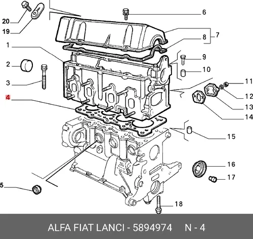 Прокладка ГБЦ LANCIA 5894974