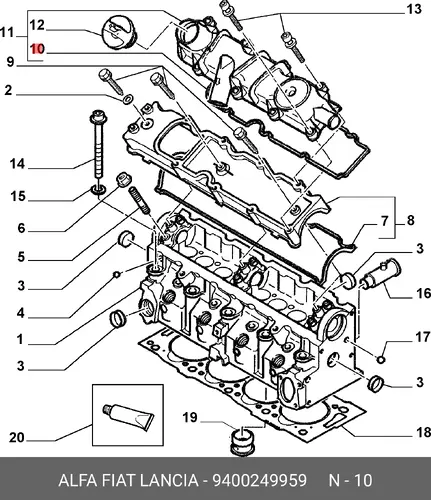 Прокладка ГБЦ LANCIA 9400249959