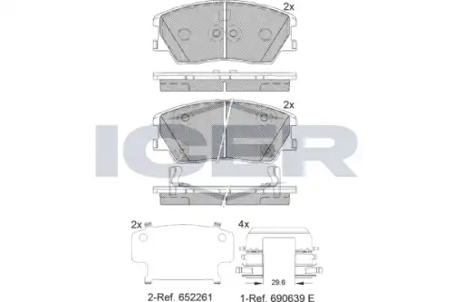 Тормозные колодки дисковые передняя ось ICER 182402