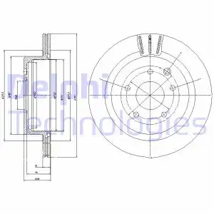 Тормозной диск DELPHI BG3354 вентилируемый , передняя ось