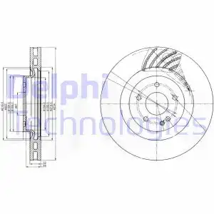 Тормозной диск DELPHI BG9059 вентилируемый , задняя ось