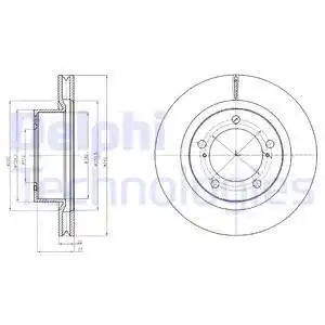 Тормозной диск DELPHI BG9067 вентилируемый , передняя ось
