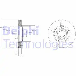 Тормозной диск DELPHI BG3851 вентилируемый , передняя ось