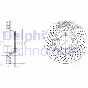 Тормозной диск DELPHI BG9095 вентилируемый , передняя ось