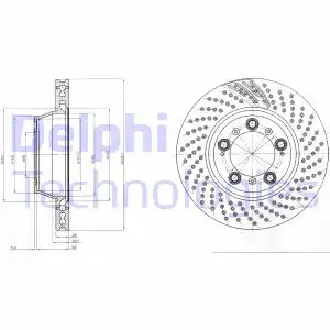 Тормозной диск DELPHI BG9097 вентилируемый , задняя ось
