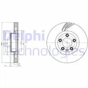 Тормозной диск DELPHI BG9100 вентилируемый , передняя ось