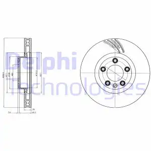 Тормозной диск DELPHI BG9101 вентилируемый , передняя ось