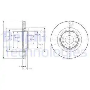 Тормозной диск DELPHI BG9104 вентилируемый , передняя ось