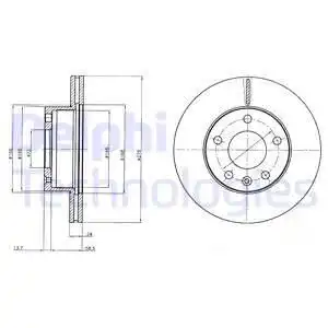 Тормозной диск DELPHI BG4022 вентилируемый , передняя ось