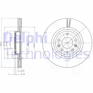 Тормозной диск DELPHI BG4028 вентилируемый , передняя ось