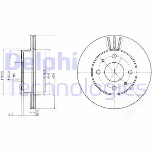 Тормозной диск DELPHI BG4047 вентилируемый , передняя ось