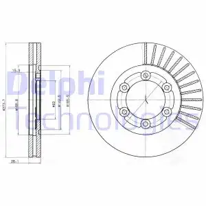 Тормозной диск DELPHI BG4105 вентилируемый , передняя ось