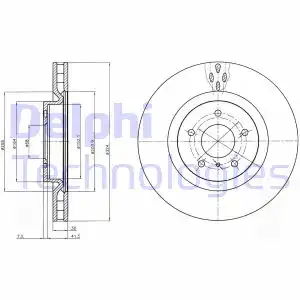 Тормозной диск DELPHI BG4162 вентилируемый , передняя ось