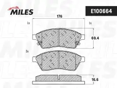 Тормозные колодки дисковые передняя ось MILES E100664