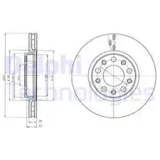 Тормозной диск DELPHI BG4314 вентилируемый , передняя ось