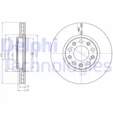 Тормозной диск DELPHI BG4314 вентилируемый , передняя ось