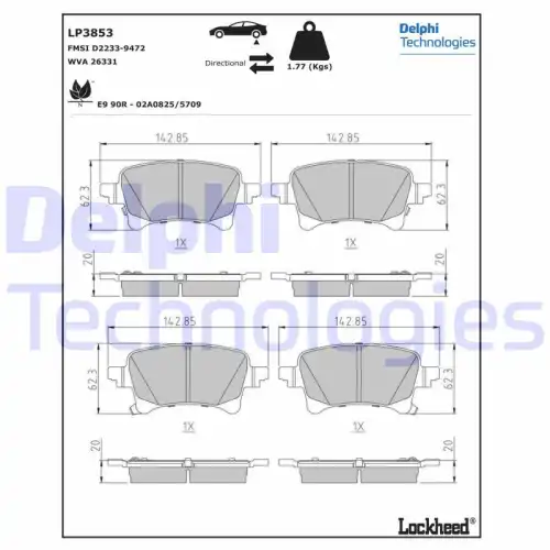 Тормозные колодки дисковые DELPHI LP3853