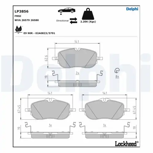 Тормозные колодки дисковые DELPHI LP3856
