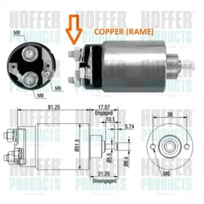 Тяговое реле, стартер 46007 HOFFER