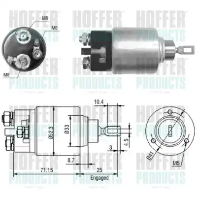 Тяговое реле, стартер 46044 HOFFER