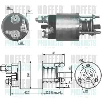Тяговое реле, стартер 46051 HOFFER