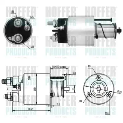 Тяговое реле, стартер 46054 HOFFER