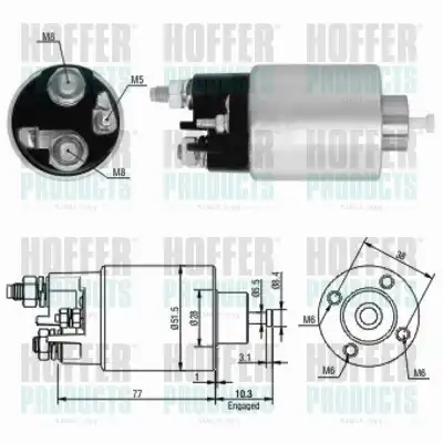 Тяговое реле, стартер 46058 HOFFER