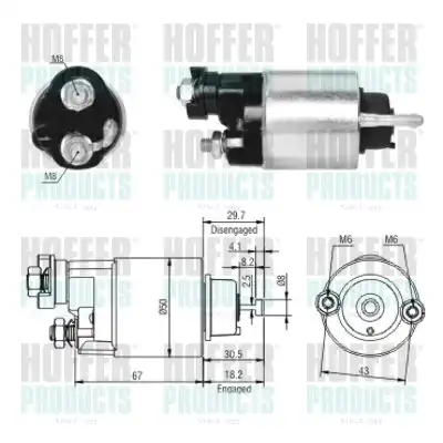 Тяговое реле, стартер 46149 HOFFER