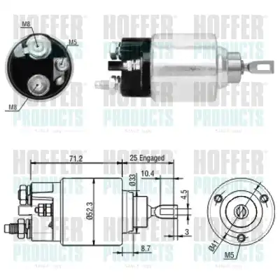 Тяговое реле, стартер 46154 HOFFER