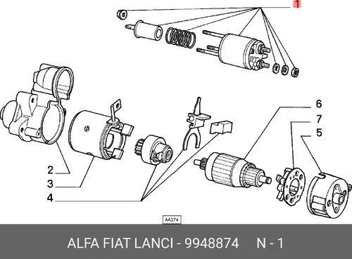 Тяговое реле, стартер 9948874 LANCIA