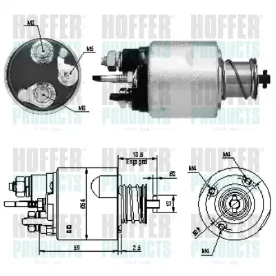 Тяговое реле, стартер 46169 HOFFER