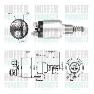Тяговое реле, стартер 46239 HOFFER