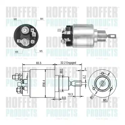 Тяговое реле, стартер 46258 HOFFER