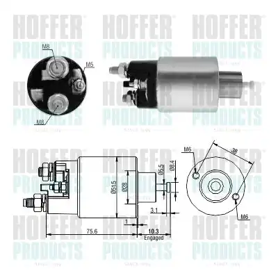 Тяговое реле, стартер 46263 HOFFER