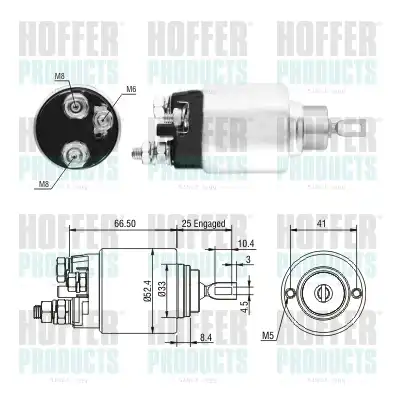 Тяговое реле, стартер 46293 HOFFER