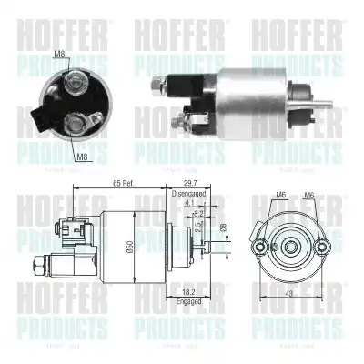Тяговое реле, стартер 46298 HOFFER