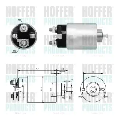 Тяговое реле, стартер 46305 HOFFER