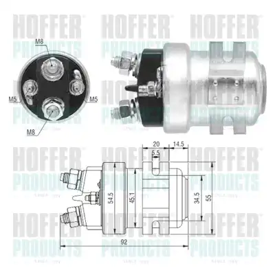 Тяговое реле, стартер 46314 HOFFER