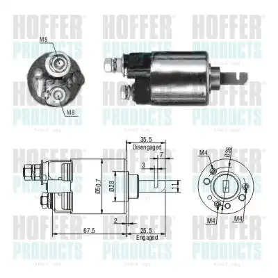 Тяговое реле, стартер 46316 HOFFER